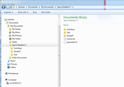 Space Radiation 7 sample directory listing
